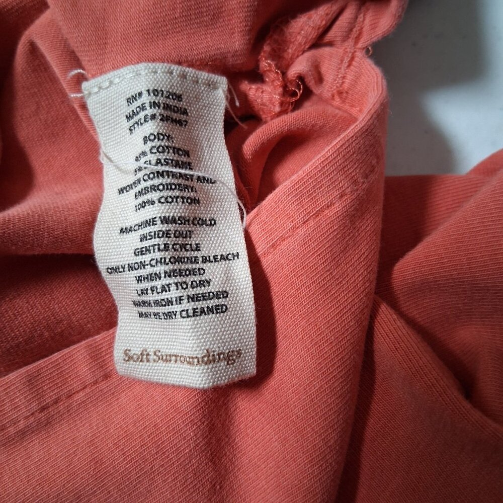 Soft Surroundings Tunic Henley Shirt Large Coral Knit Lace Eyelet Button Up - Picture 8 of 14
